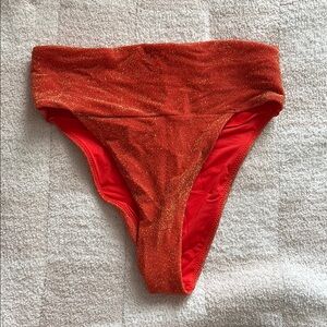 Sparkling Red High-Waisted Bikini Bottom